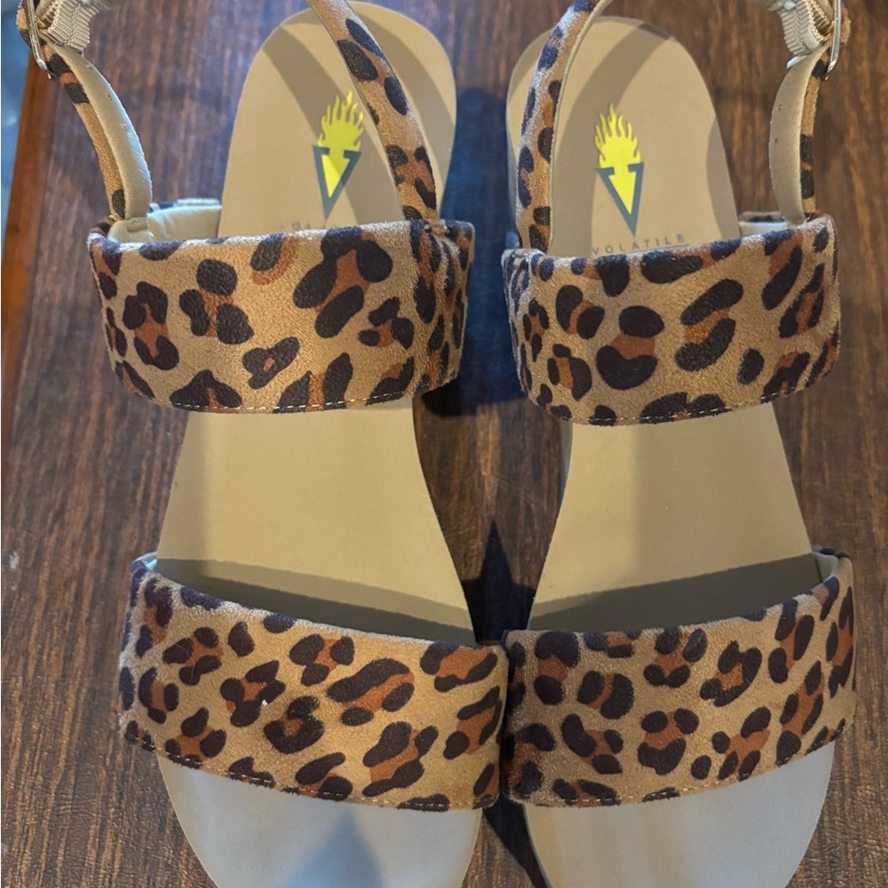 Volatile Brown Leopard Print Sandals